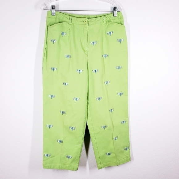 APPLESEED'S EMBROIDERED DRAGONFLY CAPRI - Picture 1 of 5